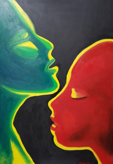 Peinture intitulée "¿Es amor?" par Mercedes Gordo, Œuvre d'art originale, Huile