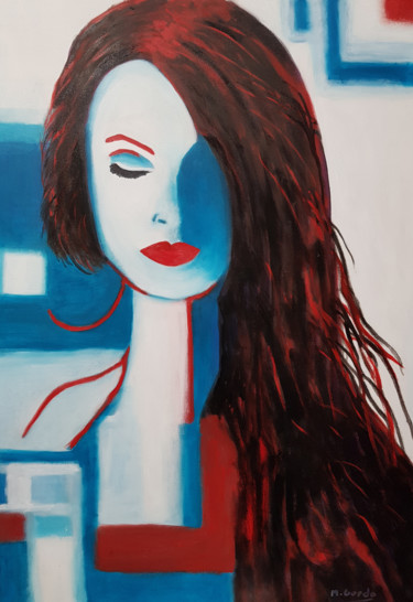 Painting titled "Woman" by Mercedes Gordo, Original Artwork, Oil