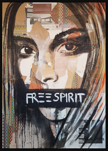 Painting titled "FREE SPIRIT" by Shirin Donia, Original Artwork, Acrylic Mounted on Wood Panel