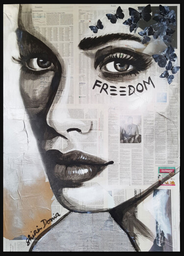 Malerei mit dem Titel "FREEDOM" von Shirin Donia, Original-Kunstwerk, Acryl Auf Holzplatte montiert