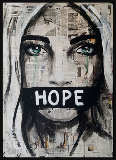 Картина под названием "HOPE" - Shirin Donia, Подлинное произведение искусства, Акрил Установлен на Деревянная панель