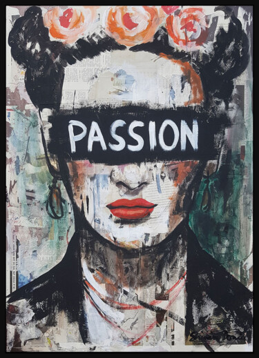 Malerei mit dem Titel "PASSION" von Shirin Donia, Original-Kunstwerk, Acryl Auf Holzplatte montiert