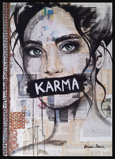 Malerei mit dem Titel "KARMA" von Shirin Donia, Original-Kunstwerk, Acryl Auf Holzplatte montiert