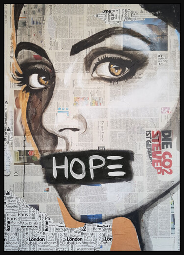 Painting titled "HOPE 2" by Shirin Donia, Original Artwork, Acrylic Mounted on Wood Panel