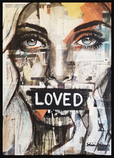 Painting titled "LOVED" by Shirin Donia, Original Artwork, Acrylic Mounted on Wood Panel