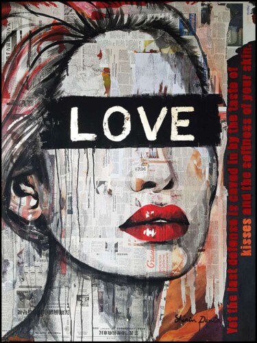 Malerei mit dem Titel "LOVE" von Shirin Donia, Original-Kunstwerk, Acryl Auf Holzplatte montiert