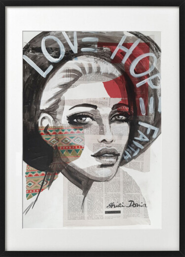 Ζωγραφική με τίτλο "LOVE HOPE FAITH" από Shirin Donia, Αυθεντικά έργα τέχνης, Ακρυλικό