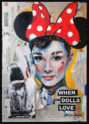 Painting titled "MINNIE AUDREY" by Shirin Donia, Original Artwork, Acrylic Mounted on Wood Panel