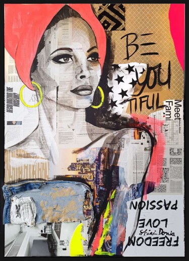 Peinture intitulée "BE YOU TIFUL" par Shirin Donia, Œuvre d'art originale, Acrylique Monté sur Panneau de bois