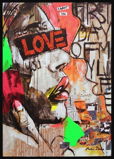 Pintura intitulada "FUCKING LOVE YOU" por Shirin Donia, Obras de arte originais, Acrílico Montado em Painel de madeira