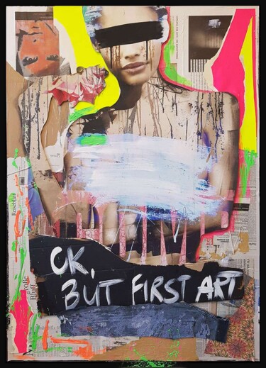 Картина под названием "FIRST ART" - Shirin Donia, Подлинное произведение искусства, Дерево Установлен на Деревянная панель