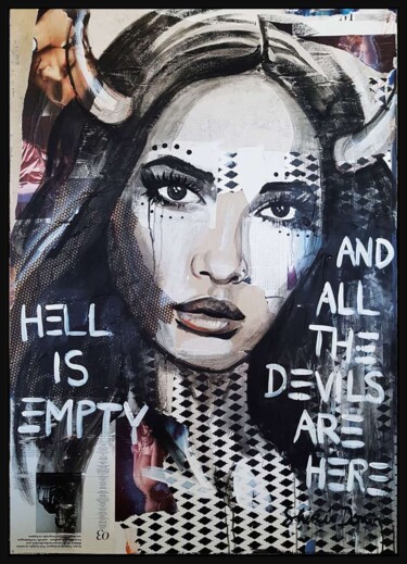 Картина под названием "HELL YEAH" - Shirin Donia, Подлинное произведение искусства, Акрил Установлен на Деревянная панель