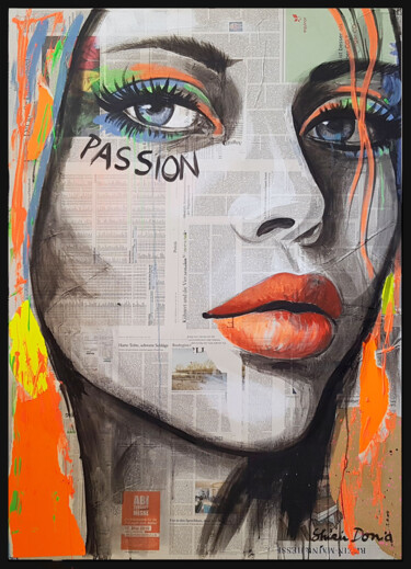 Malerei mit dem Titel "PASSION 1" von Shirin Donia, Original-Kunstwerk, Acryl Auf Holzplatte montiert
