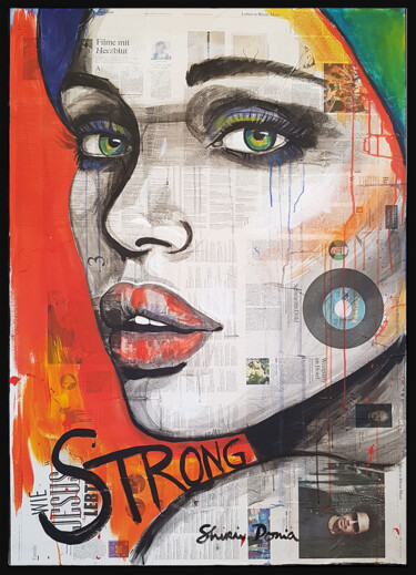 Painting titled "STRONG" by Shirin Donia, Original Artwork, Acrylic Mounted on Wood Panel