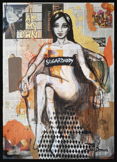 Painting titled "SUGARDADDY" by Shirin Donia, Original Artwork, Acrylic Mounted on Wood Panel