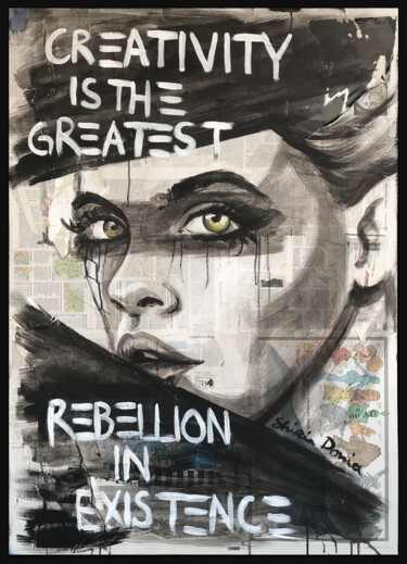 Painting titled "REBELLION" by Shirin Donia, Original Artwork, Acrylic Mounted on Wood Panel