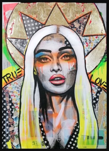 Картина под названием "TRUE LOVE" - Shirin Donia, Подлинное произведение искусства, Акрил Установлен на Деревянная панель