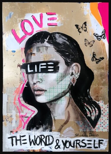 Painting titled "LOVE LIFE" by Shirin Donia, Original Artwork, Acrylic Mounted on Wood Panel
