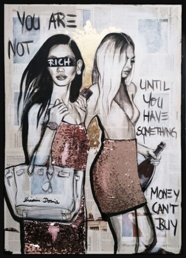 Painting titled "RICH" by Shirin Donia, Original Artwork, Acrylic Mounted on Wood Panel