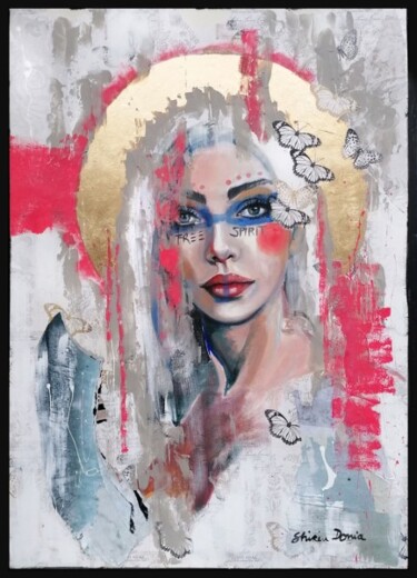 Картина под названием "FREE SPIRIT 1" - Shirin Donia, Подлинное произведение искусства, Акрил Установлен на Деревянная панель
