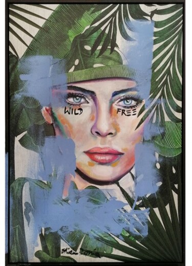 Painting titled "JUNGLE - FREE" by Shirin Donia, Original Artwork, Acrylic Mounted on Wood Panel