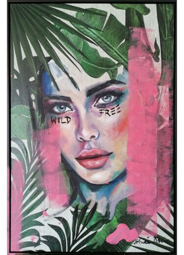 Painting titled "JUNGLE - WILD" by Shirin Donia, Original Artwork, Acrylic Mounted on Wood Panel