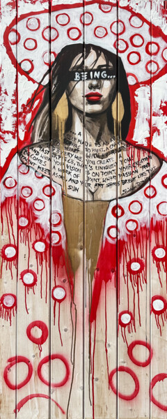 Pintura intitulada "BEING" por Shirin Donia, Obras de arte originais, Acrílico Montado em Painel de madeira