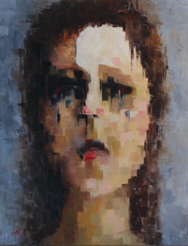 Malarstwo zatytułowany „Grieving” autorstwa Shirin Moin Vaziri, Oryginalna praca, Olej