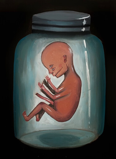 Schilderij getiteld "Embryo in a Jar" door Shiritaki, Origineel Kunstwerk, Gouache