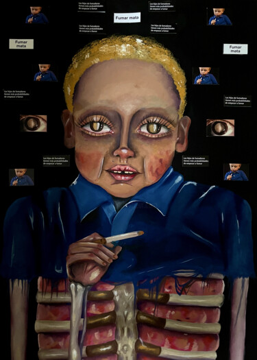 Картина под названием "The Children of Smo…" - Shiritaki, Подлинное произведение искусства, Гуашь