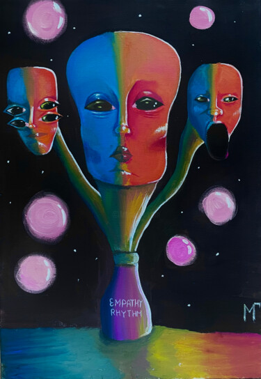 Schilderij getiteld "The Soul, the Mind…" door Shiritaki, Origineel Kunstwerk, Gouache Gemonteerd op Houten paneel