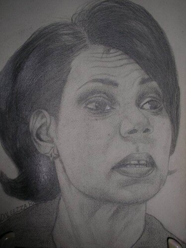 Drawing titled "Mrs Condoleezza Rice" by Shirley Hurst, Original Artwork, Other