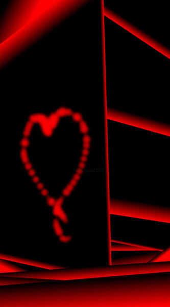Ζωγραφική με τίτλο "The red heart" από Shirley Jacobsen, Αυθεντικά έργα τέχνης, Ψηφιακή ζωγραφική