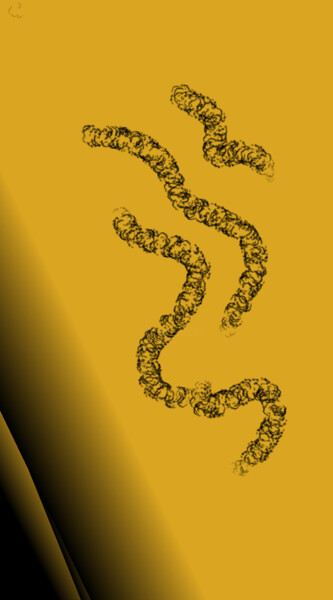 Painting titled "Golden chains" by Shirley Jacobsen, Original Artwork, 2D Digital Work Mounted on Cardboard