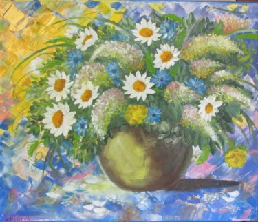Картина под названием "Summer bouquet" - Tatiana Shirova, Подлинное произведение искусства, Масло