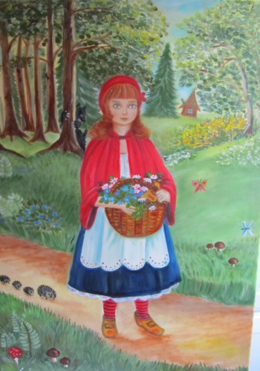 Malarstwo zatytułowany „Little Red Riding H…” autorstwa Tatiana Shirova, Oryginalna praca, Olej