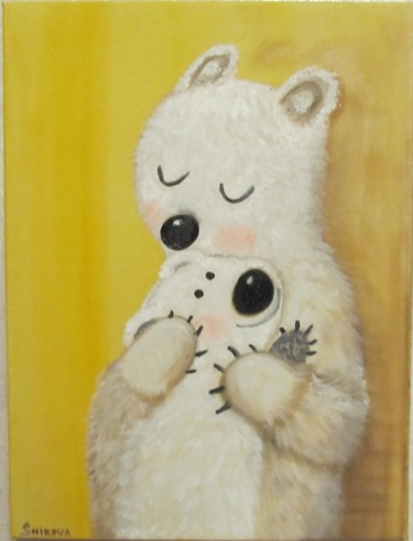 Painting titled "bear son" by Tatiana Shirova, Original Artwork, Oil