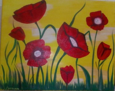 Painting titled "poppy field" by Tatiana Shirova, Original Artwork, Oil