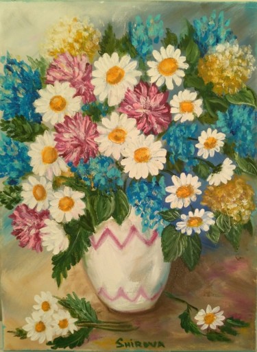 Painting titled "summer chamomiles" by Tatiana Shirova, Original Artwork, Oil