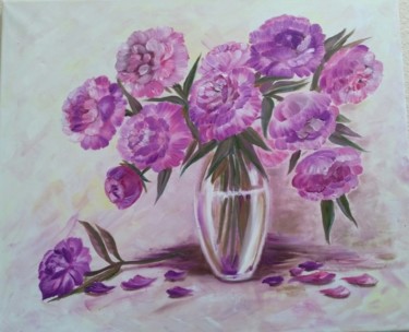 Картина под названием "Lilac Peonies" - Tatiana Shirova, Подлинное произведение искусства, Масло