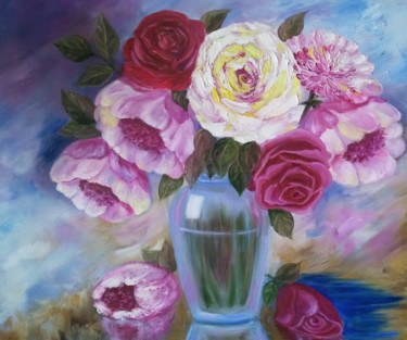 Peinture intitulée "Bright bouquet" par Tatiana Shirova, Œuvre d'art originale, Huile