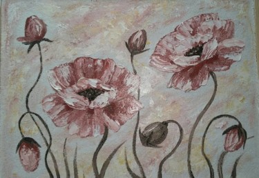 Painting titled "Delicate poppies" by Tatiana Shirova, Original Artwork, Oil
