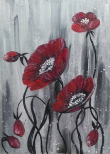 Painting titled "Poppy" by Tatiana Shirova, Original Artwork, Oil