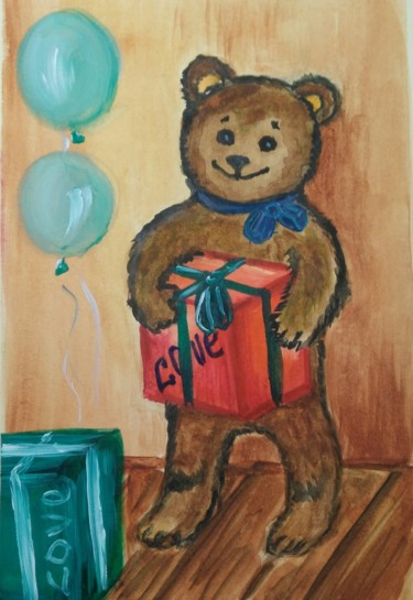 Peinture intitulée "Bear" par Tatiana Shirova, Œuvre d'art originale, Aquarelle