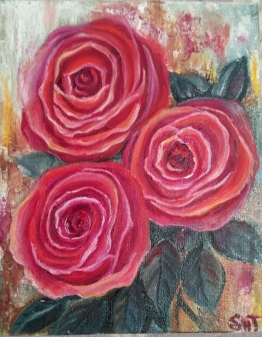 Painting titled "summer roses" by Tatiana Shirova, Original Artwork, Oil
