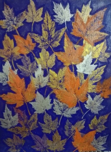 Malerei mit dem Titel "Leaf fall" von Tatiana Shirova, Original-Kunstwerk, Acryl