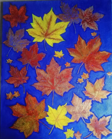 Картина под названием "Autumn leaves2" - Tatiana Shirova, Подлинное произведение искусства, Акрил Установлен на Деревянная п…