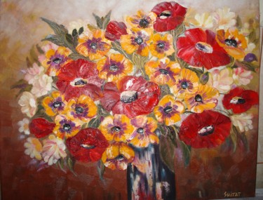Painting titled "bouquet of flowers…" by Tatiana Shirova, Original Artwork, Oil
