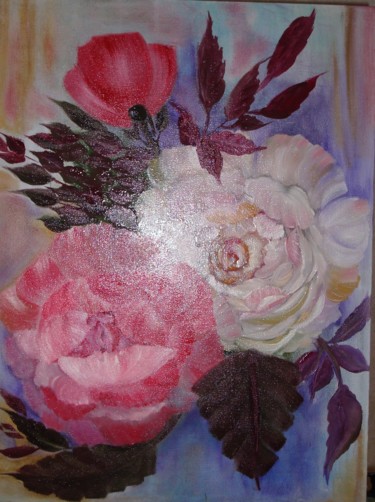 Painting titled "vintage flowers" by Tatiana Shirova, Original Artwork, Oil