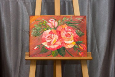 Malarstwo zatytułowany „Vintage roses” autorstwa Tatiana Shirova, Oryginalna praca, Olej